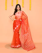 Piyari Fashion Women's Orange Resham Silk Jamdani Saree - Distacart