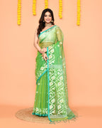 Piyari Fashion Women's Green Resham Silk Jamdani Saree - Distacart