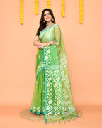 Piyari Fashion Women's Green Resham Silk Jamdani Saree - Distacart