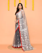 Piyari Fashion Women's Grey Resham Silk Jamdani Saree - Distacart