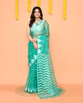 Piyari Fashion Women's Turquoise Resham Silk Jamdani Saree - Distacart