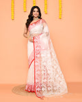 Piyari Fashion Women's White Resham Silk Jamdani Saree - Distacart