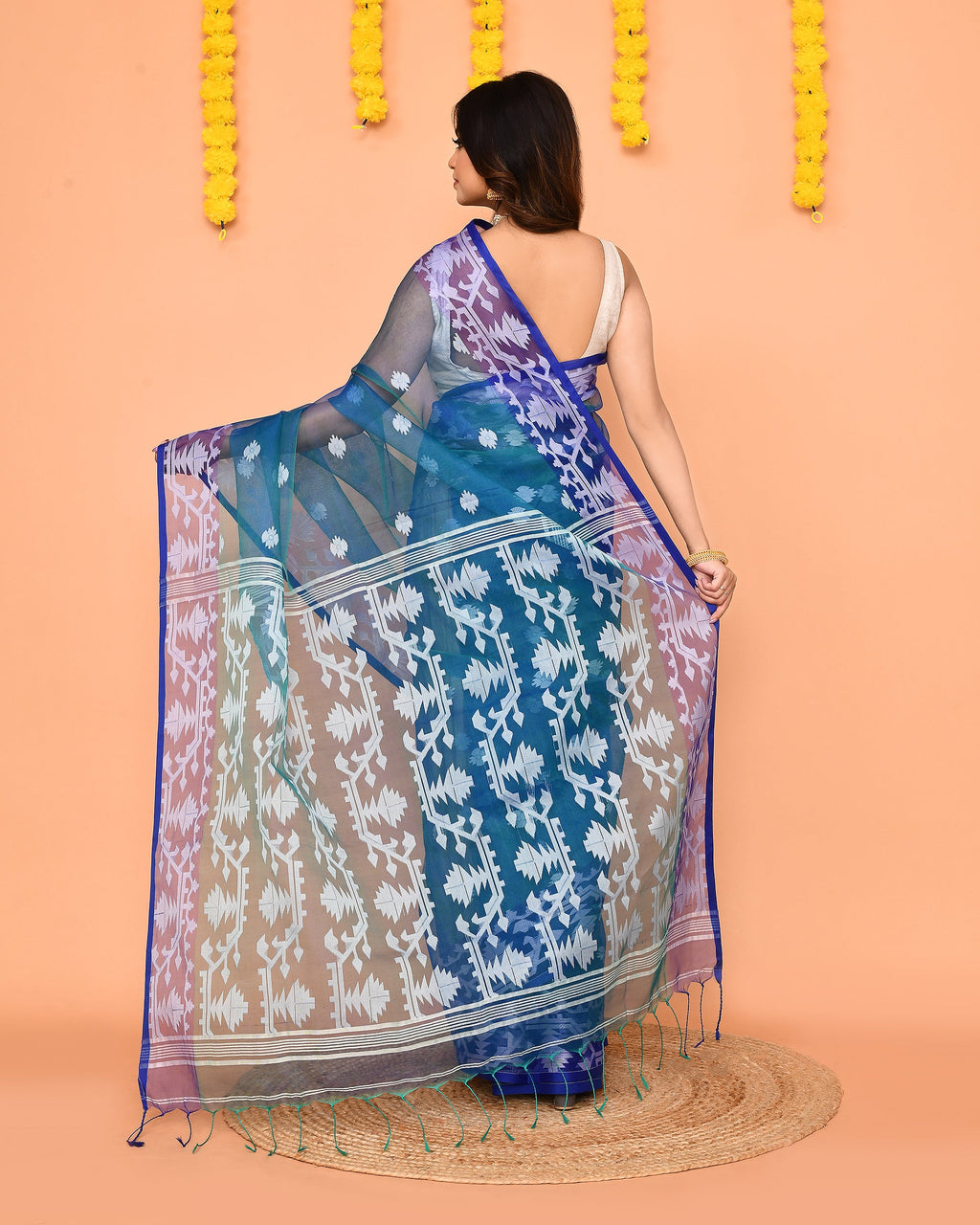 Piyari Fashion Women's Blue Resham Silk Jamdani Saree - Distacart