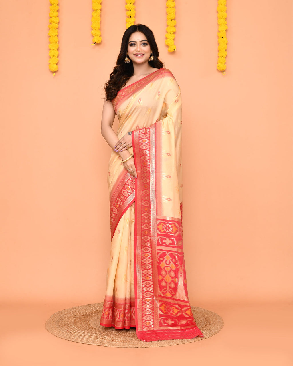 Piyari Fashion Women's Handloom Beige Bangalore Silk Saree With Zari Border - Distacart