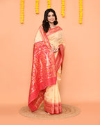 Piyari Fashion Women's Handloom Beige Bangalore Silk Saree With Zari Border - Distacart