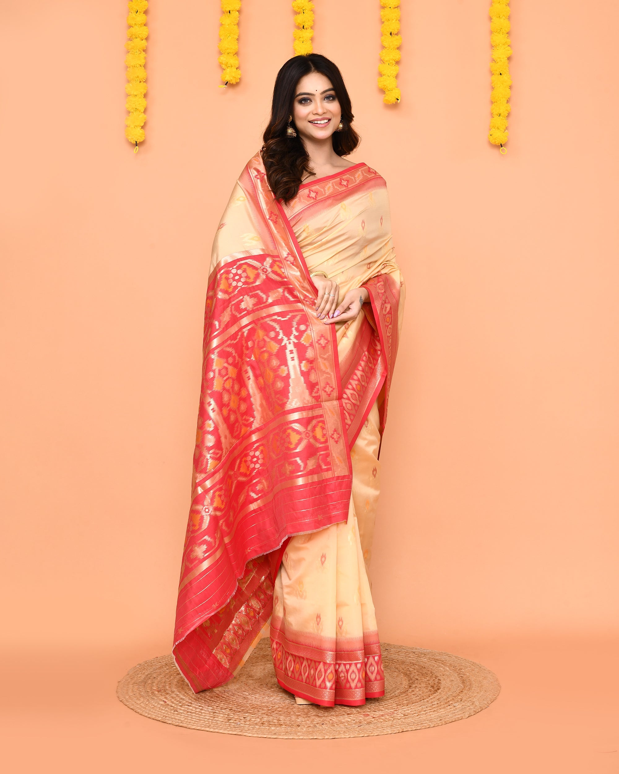 Piyari Fashion Women's Handloom Beige Bangalore Silk Saree With Zari Border - Distacart