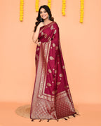 Piyari Fashion Women's Handloom Deep Magenta Bangalore Silk Saree With Zari Border - Distacart