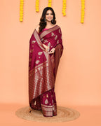 Piyari Fashion Women's Handloom Deep Magenta Bangalore Silk Saree With Zari Border - Distacart
