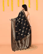 Piyari Fashion Women's Handloom Black Bangalore Silk Saree With Zari Border - Distacart