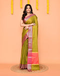 Piyari Fashion Women's Handloom Olive Bangalore Silk Saree With Zari Border - Distacart
