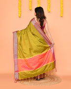 Piyari Fashion Women's Handloom Olive Bangalore Silk Saree With Zari Border - Distacart
