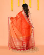 Piyari Fashion Women's Orange Organza Silk Saree With Zari Border - Distacart