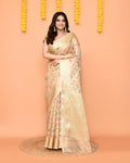 Piyari Fashion Women's Handloom Beige Bangalore Silk Saree With Zari Border - Distacart