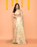 Piyari Fashion Women's Handloom Beige Bangalore Silk Saree With Zari Border - Distacart