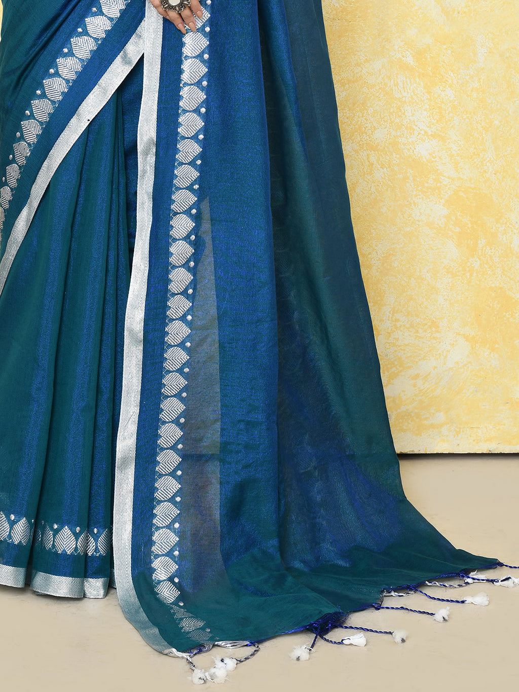 Piyari Fashion Women's Love Border Navy Blue Tissue Saree With Blouse Piece - Distacart