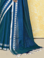 Piyari Fashion Women's Love Border Navy Blue Tissue Saree With Blouse Piece - Distacart