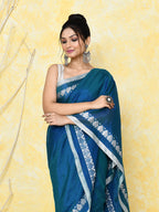 Piyari Fashion Women's Love Border Navy Blue Tissue Saree With Blouse Piece - Distacart