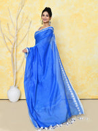 Piyari Fashion Women's Love Border Turquoise Blue Tissue Saree With Blouse Piece - Distacart