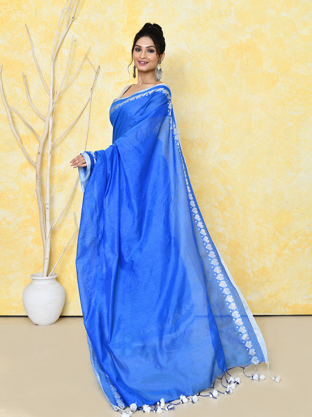 Piyari Fashion Women's Love Border Turquoise Blue Tissue Saree With Blouse Piece - Distacart