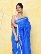 Piyari Fashion Women's Love Border Turquoise Blue Tissue Saree With Blouse Piece - Distacart