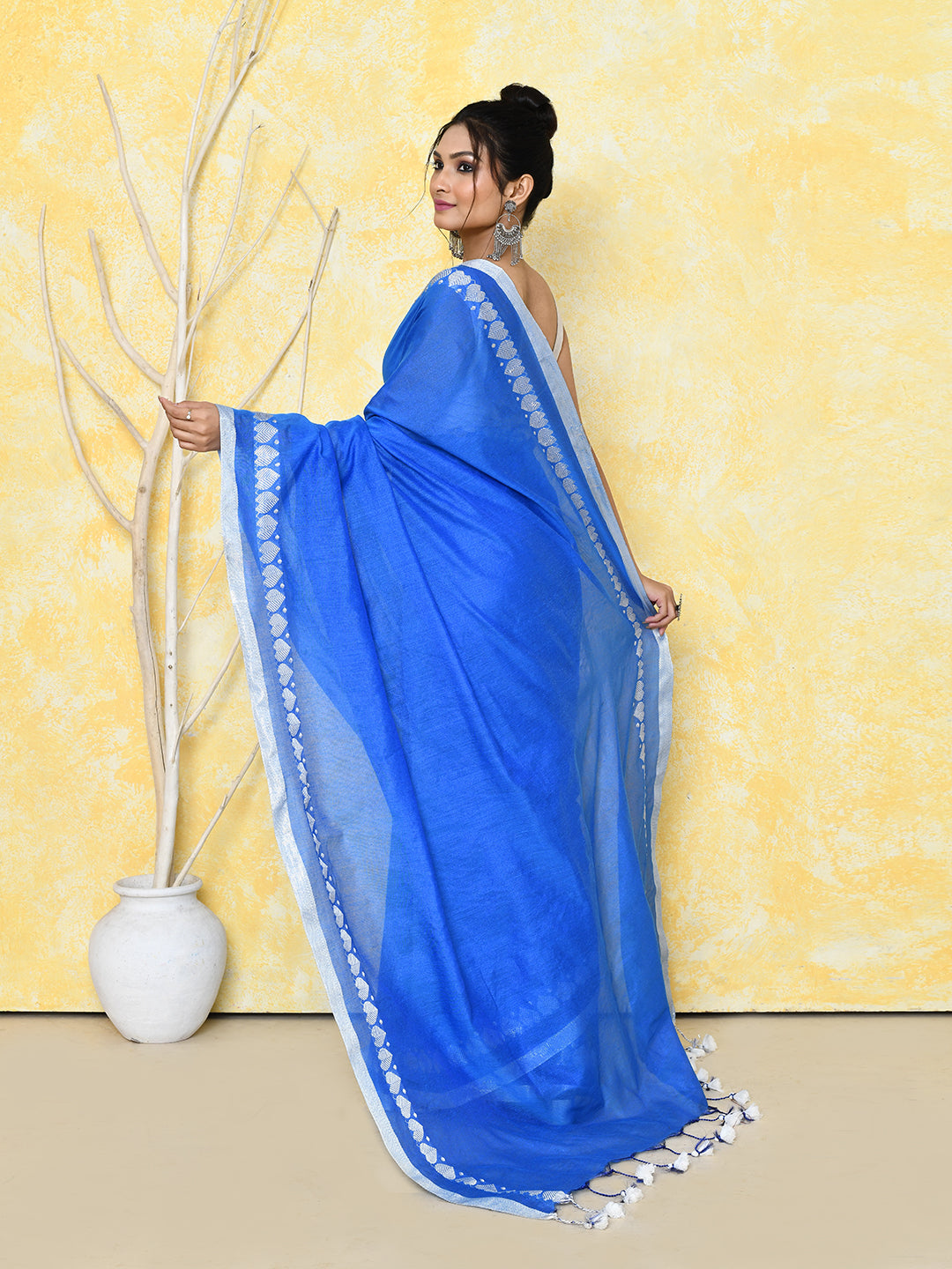 Piyari Fashion Women's Love Border Turquoise Blue Tissue Saree With Blouse Piece - Distacart