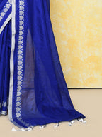 Piyari Fashion Women's Love Border Royal Blue Tissue Saree With Blouse Piece - Distacart