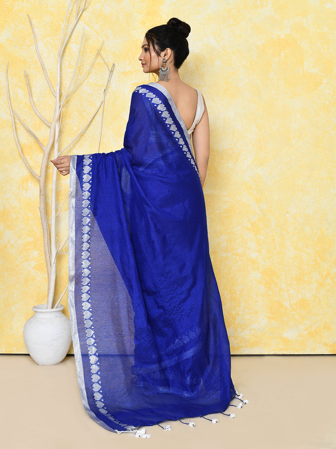 Piyari Fashion Women's Love Border Royal Blue Tissue Saree With Blouse Piece - Distacart