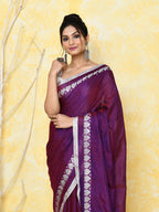 Piyari Fashion Women's Love Border Purple Tissue Saree With Blouse Piece - Distacart