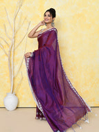 Piyari Fashion Women's Love Border Purple Tissue Saree With Blouse Piece - Distacart