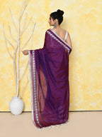 Piyari Fashion Women's Love Border Purple Tissue Saree With Blouse Piece - Distacart