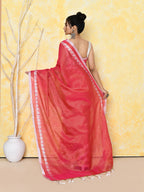 Piyari Fashion Women's Love Border Tomato Red Tissue Saree With Blouse Piece - Distacart