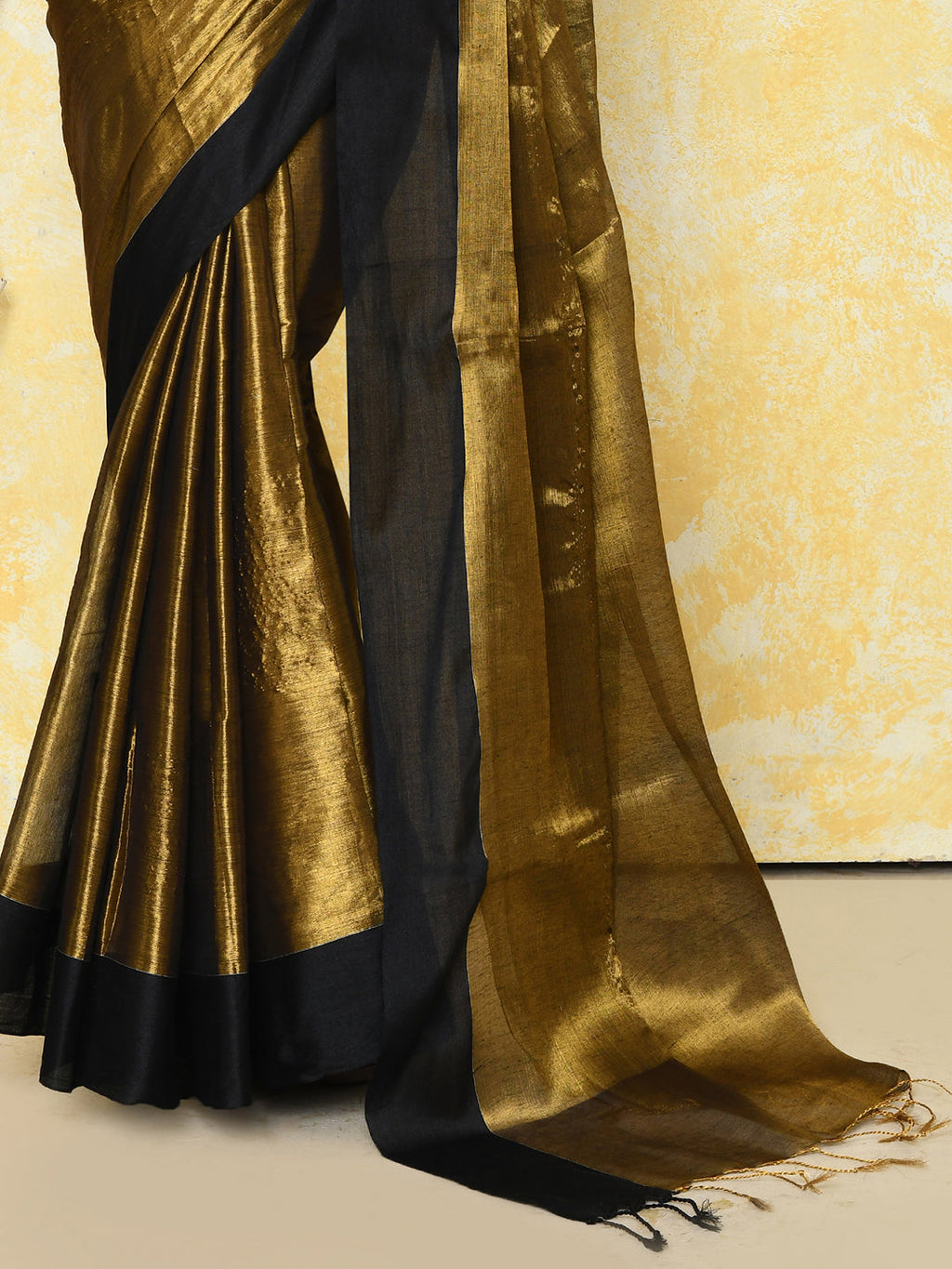 Piyari Fashion Women's Gold Organic Tissue Saree With Blouse Piece - Distacart