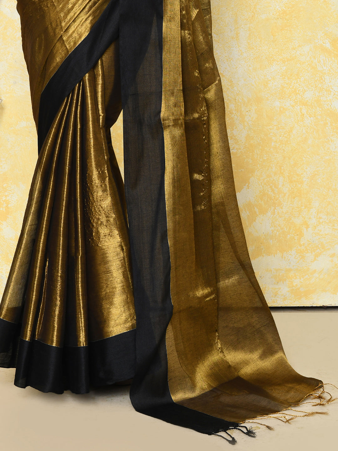 Piyari Fashion Women's Gold Organic Tissue Saree With Blouse Piece - Distacart