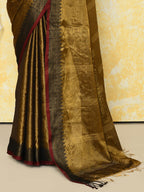 Piyari Fashion Women's Gold Organic Tissue Saree With Blouse Piece - Distacart