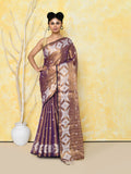 Piyari Fashion Women's Gold Blue Dual Tone Organic Tissue Jamdani Saree With Blouse Piece - Distacart