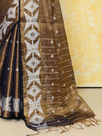 Piyari Fashion Women's Gold Dual Tone Organic Tissue Jamdani Saree With Blouse Piece - Distacart