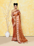 Piyari Fashion Women's Orange Dual Tone Organic Tissue Jamdani Saree With Blouse Piece - Distacart