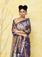 Piyari Fashion Women's Gold Blue Dual Tone Organic Tissue Jamdani Saree With Blouse Piece - Distacart