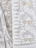 Piyari Fashion Cotton Blend Handloom White Jamdani Saree - Distacart