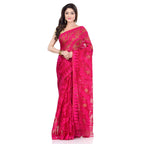 Piyari Fashion Cotton Blend Handloom Pink Jamdani Saree - Distacart