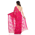 Piyari Fashion Cotton Blend Handloom Pink Jamdani Saree - Distacart