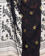 Piyari Fashion Cotton Blend Handloom Black Red Jamdani Saree - Distacart