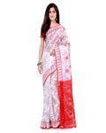 Piyari Fashion Cotton Blend Handloom White Jamdani Saree - Distacart