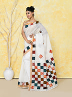 Piyari Fashion Women's White Exclusive Applique Saree With Blouse Piece - Distacart