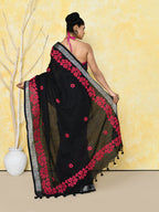 Piyari Fashion Women's Black Exclusive Applique Saree With Blouse Piece - Distacart