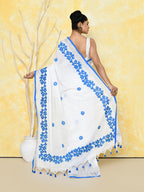 Piyari Fashion Women's White Exclusive Applique Saree With Blouse Piece - Distacart