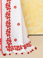 Piyari Fashion Women's White Exclusive Applique Saree With Blouse Piece - Distacart
