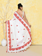 Piyari Fashion Women's White Exclusive Applique Saree With Blouse Piece - Distacart