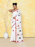 Piyari Fashion Women's White Exclusive Applique Saree With Blouse Piece - Distacart