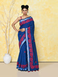 Piyari Fashion Women's Royal Blue Exclusive Applique Saree With Blouse Piece - Distacart